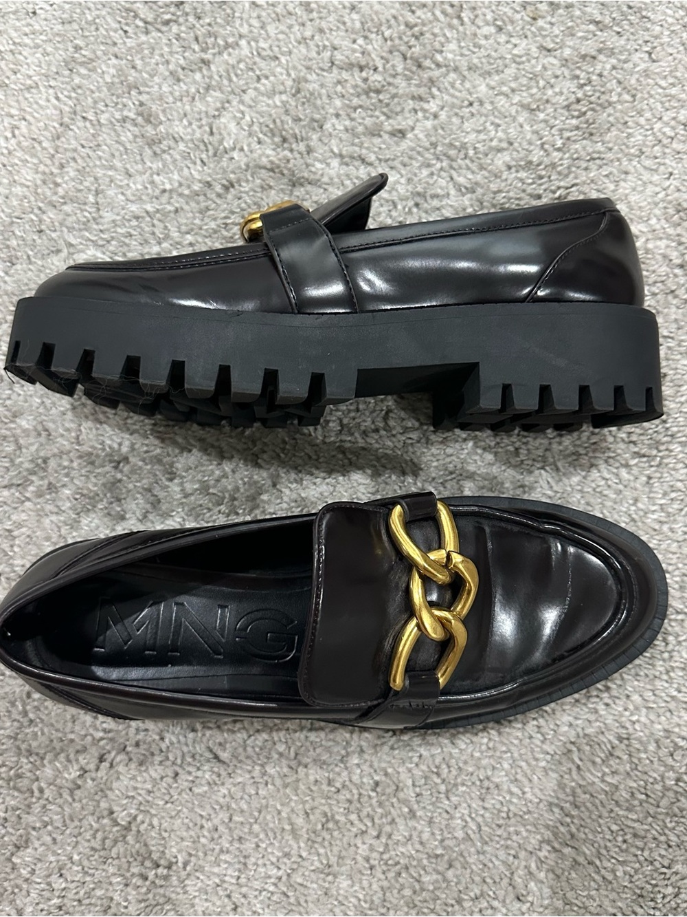 Dark burgundy chunky loafers